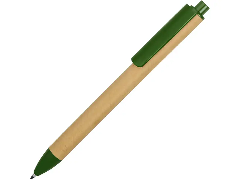 Ручка картонная пластиковая шариковая Эко 2.0, бежевый/зеленый - 18380.03