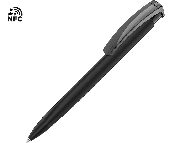 Ручка пластиковая шариковая трехгранная Trinity K transparent Gum soft-touch с чипом передачи инфо, черный
