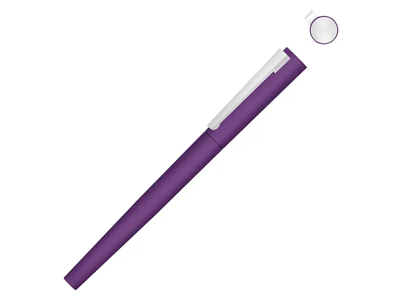 Ручка металлическая роллер Brush R GUM soft-touch с зеркальной гравировкой, фиолетовый - 188019.14