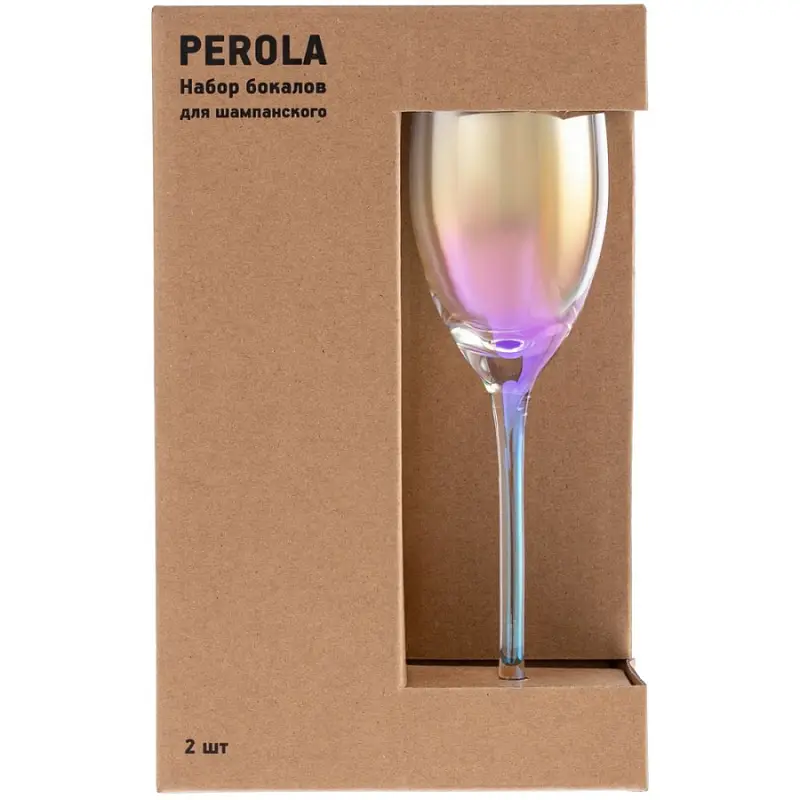 Набор из 2 бокалов для шампанского Perola, бокал: диаметр 5,8 см, высота 21,7 см, упаковка: 14,3х7,5х22,6 см