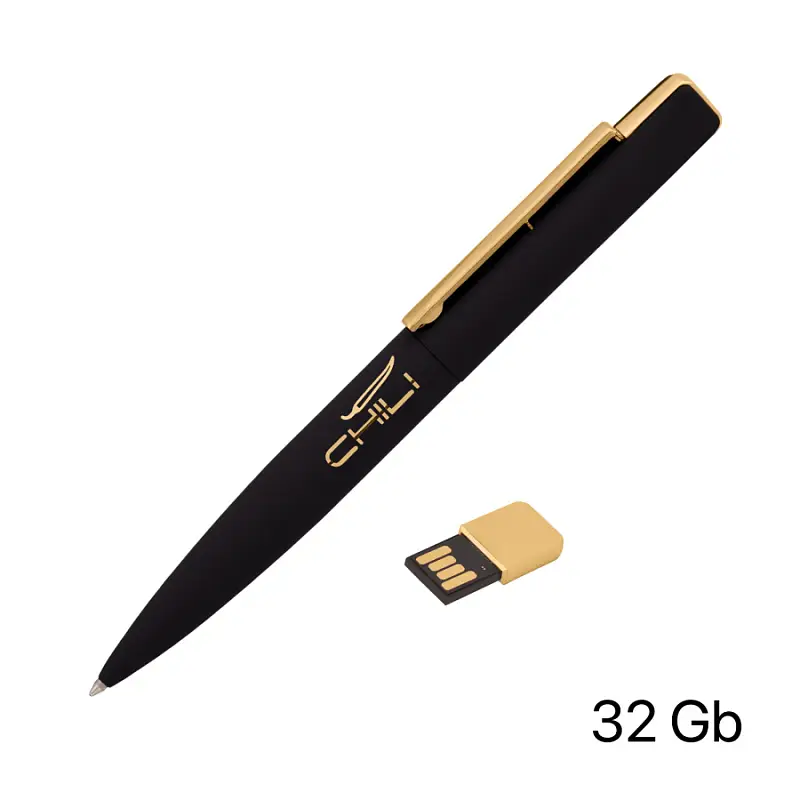 Ручка шариковая "Callisto" с флеш-картой 32GB, покрытие soft touch - 6828-3G/32Gb