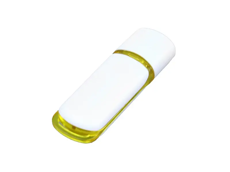Флешка промо прямоугольной классической формы с цветными вставками, 16 Гб, белый/желтый - 6003.16.04