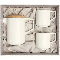 Набор Riposo на 2 персоны, чайник 16,5х9,5х15 см; сахарница: диаметр 11 см, высота 8 см; чайная пара: диаметр 7,2 см, высота 8,5 см; упаковка 30,5x28,5x10,5 см