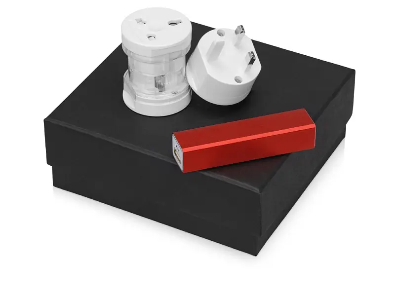 Подарочный набор Charge с адаптером и зарядным устройством, красный - 700311.01