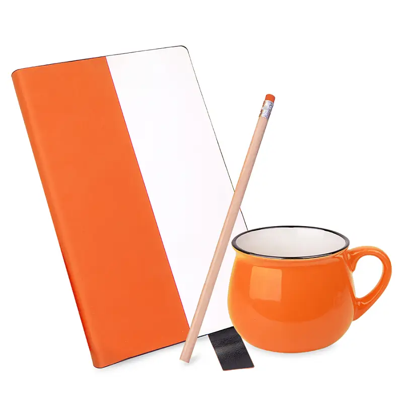 Подарочный набор LAST SUMMER: бизнес-блокнот, кружка, карандаш чернографитный, оранжевый - 39493/06