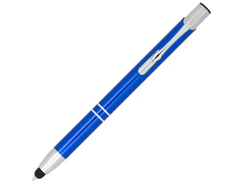Шариковая кнопочная ручка-стилус Moneta из анодированного алюминия, ярко-синий - 10729805
