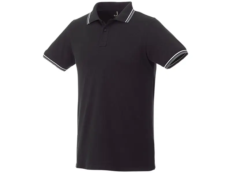 Мужская футболка поло Fairfield с коротким рукавом с проклейкой, черный/серый меланж/белый - 3810299XS