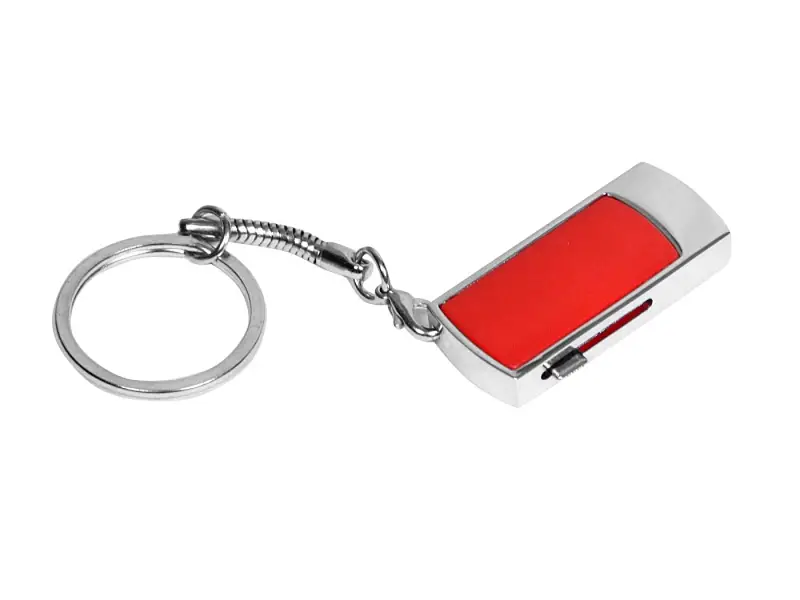 Флешка прямоугольной формы, выдвижной механизм с мини чипом, 16 Гб, красный/серебристый - 6401.16.01