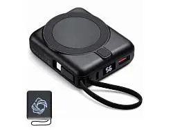 Магнитный беспроводной внешний аккумулятор c подсветкой лого Энчант, 10000 мАч