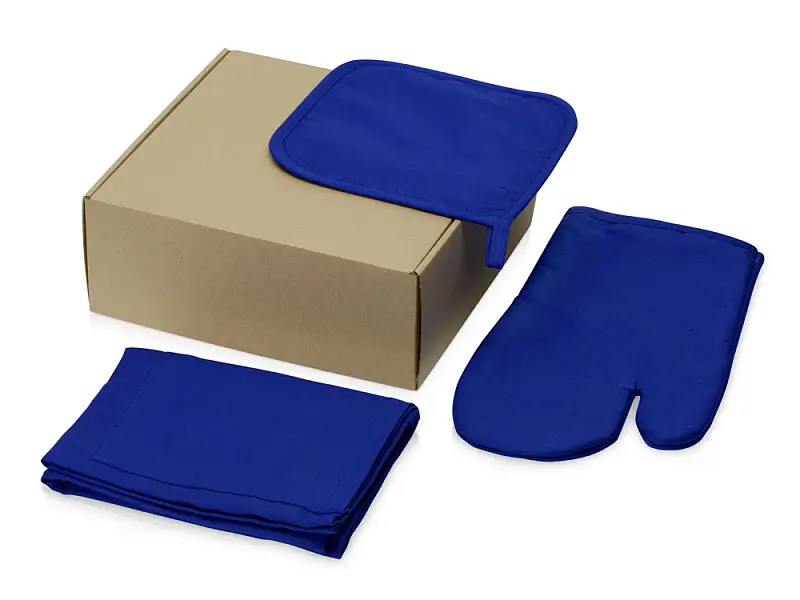 Подарочный набор с фартуком, прихваткой, синий - 700813.02