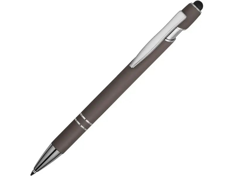Ручка металлическая soft-touch шариковая со стилусом Sway, серый/серебристый - 18381.00