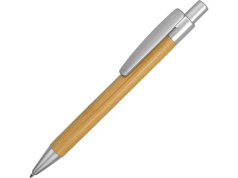 Ручка шариковая Borneo из бамбука, серебряный, черные чернила - 10632202