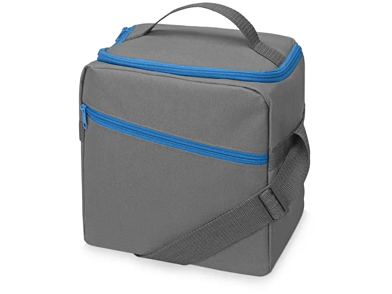 Изотермическая сумка-холодильник Classic c контрастной молнией, серый/голубой - 938602