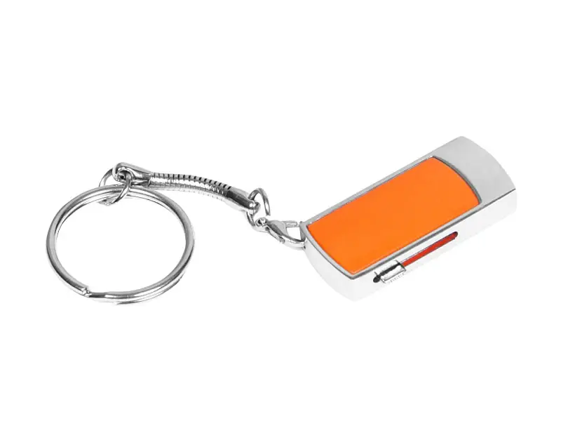 Флешка прямоугольной формы, выдвижной механизм с мини чипом, 8 Гб, оранжевый/серебристый - 6401.8.08