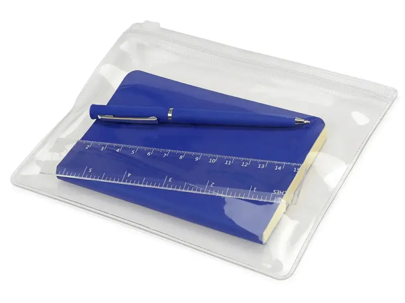 Набор канцелярский Softy: блокнот, линейка, ручка, пенал, синий - 78112.02