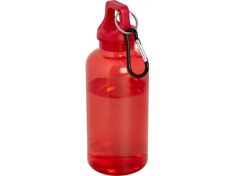 Бутылка для воды с карабином Oregon из переработанной пластмассы, 400 мл - Красный - 10077821