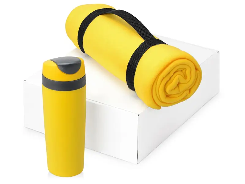 Подарочный набор Cozy с пледом и термокружкой, желтый - 700360.02