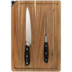Набор для мяса Slice Twice с ножом-слайсером и вилкой, доска: 40х27,6х1,5 см; нож: 33х3,7х2,9 см; вилка: 29х2,5х2 см; упаковка: 40х28,5х5,5 см