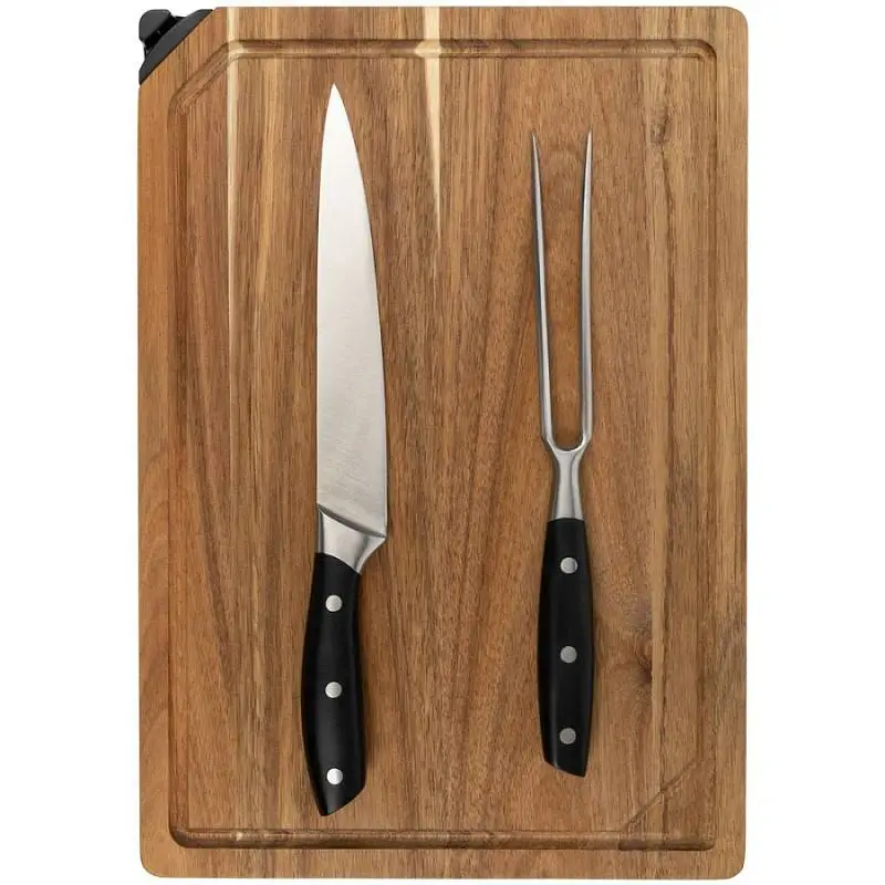 Набор для мяса Slice Twice с ножом-слайсером и вилкой, доска: 40х27,6х1,5 см; нож: 33х3,7х2,9 см; вилка: 29х2,5х2 см; упаковка: 40х28,5х5,5 см - 13183.00