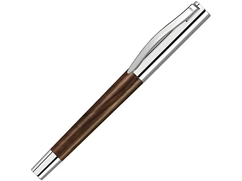 Ручка роллер TITAN WOOD R, синий, 0.7 мм, коричневый/серебряный - 9372