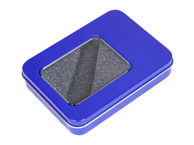 Металлическая коробочка G04 синего цвета с прозрачным окошком - 6027.02