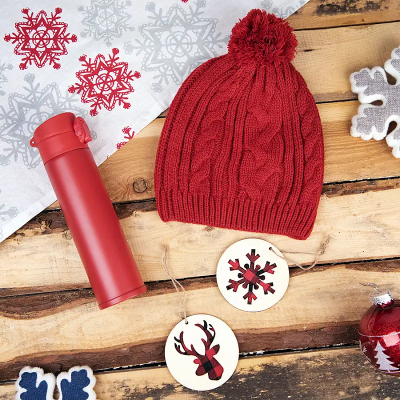 Подарочный набор WINTER TALE: шапка, термос, новогодние украшения, красный - 39486/08