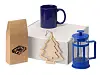 Подарочный набор с чаем, кружкой, френч-прессом и новогодней подвеской Чаепитие, черный