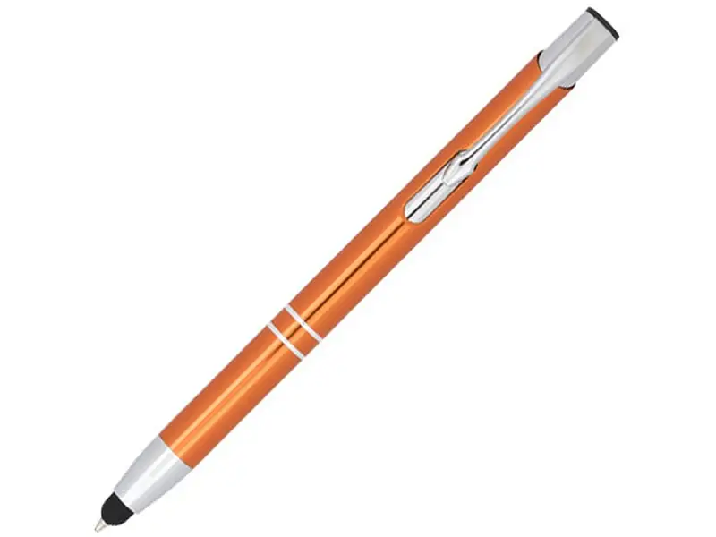 Шариковая кнопочная ручка-стилус Moneta из анодированного алюминия, оранжевый - 10729811