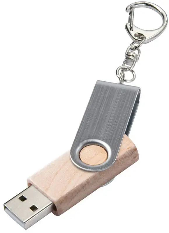 Флешка Twist Wood, светлое дерево, 5,4х0,9х1,8 см