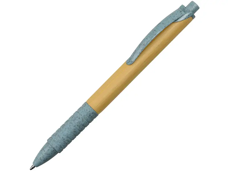 Ручка из бамбука и переработанной пшеницы шариковая Nara, бамбук/синий - 11572.02