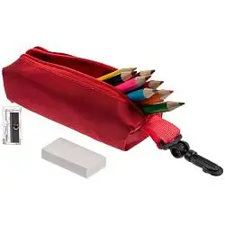 Набор Hobby с цветными карандашами, ластиком и точилкой, пенал: 11х5х3 см; карандаш 8,7х0,5 см; ластик 4х0,5х2 см; точилка: 2,5х1х0,8 см