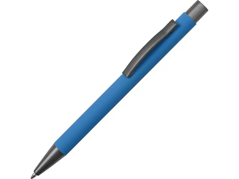 Ручка металлическая soft touch шариковая Tender, голубой/серый - 18341.10