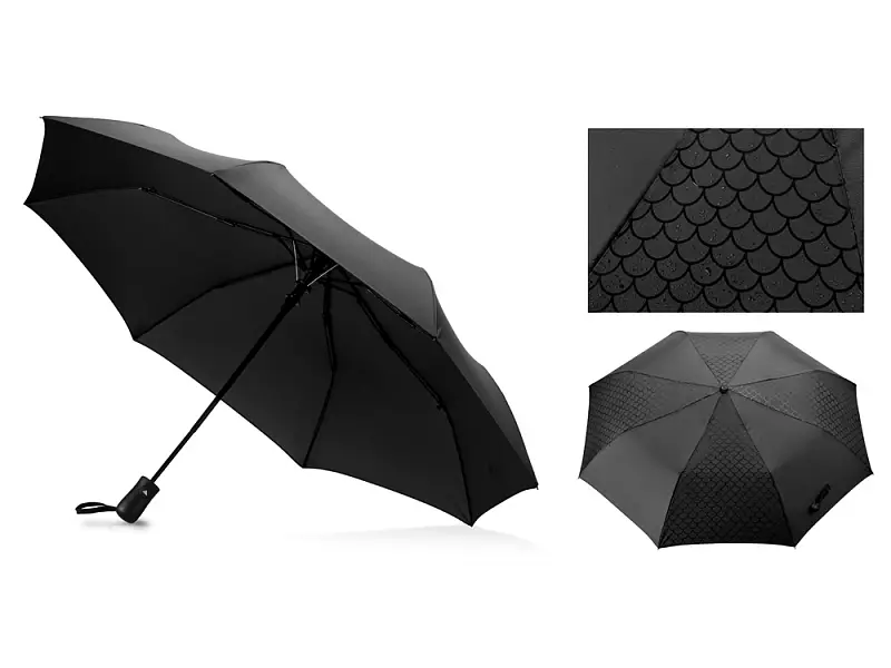 Зонт-полуавтомат складной Marvy с проявляющимся рисунком, черный - 906307