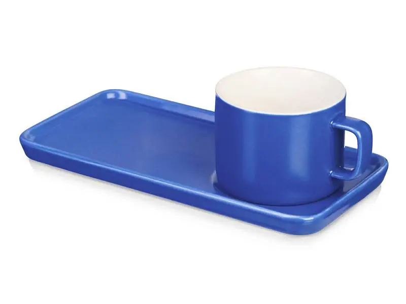 Чайная пара Bristol: блюдце прямоугольное, чашка, коробка, синий - 87142.02