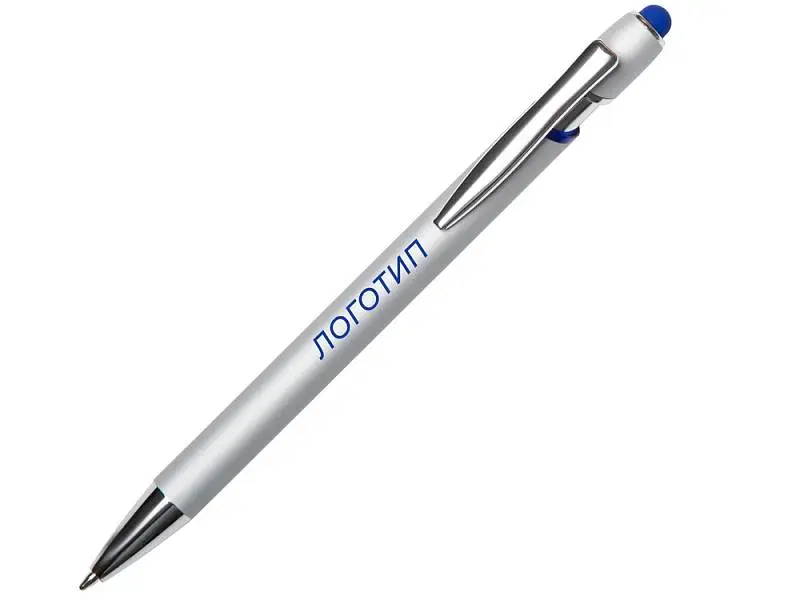 Ручка-стилус металлическая шариковая Sway  Monochrome с цветным зеркальным слоем, серебристый с темно-синим - 18342.22