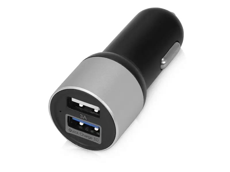 Адаптер автомобильный USB с функцией быстрой зарядки QC 3.0 TraffIQ, черный/серебристый - 985020