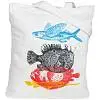 Холщовая сумка «Морские обитатели», 35х38х6 см, ручки: 54х2,5 см