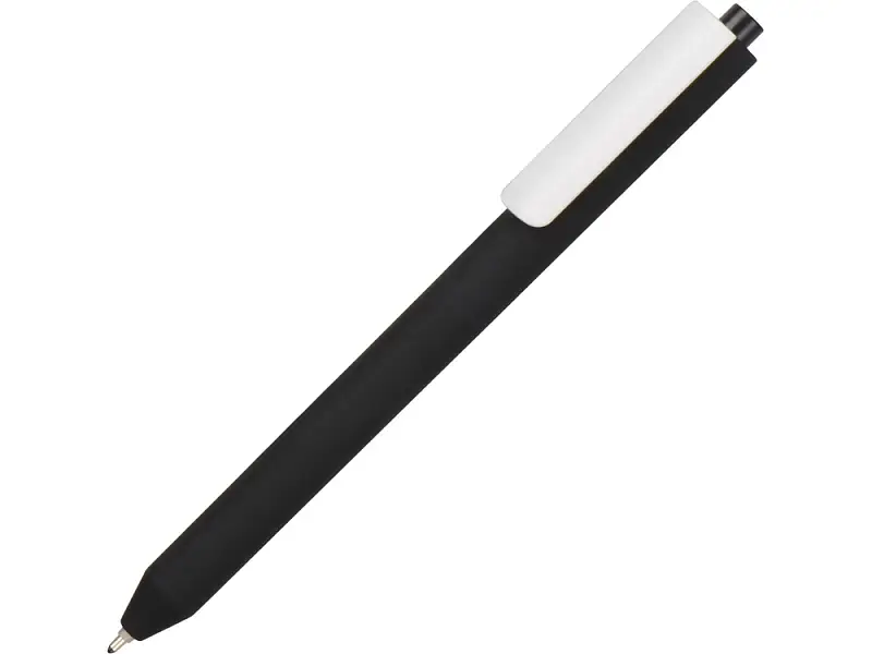 Ручка шариковая Pigra модель P03 PRM софт-тач, черный/белый - p03prm-304