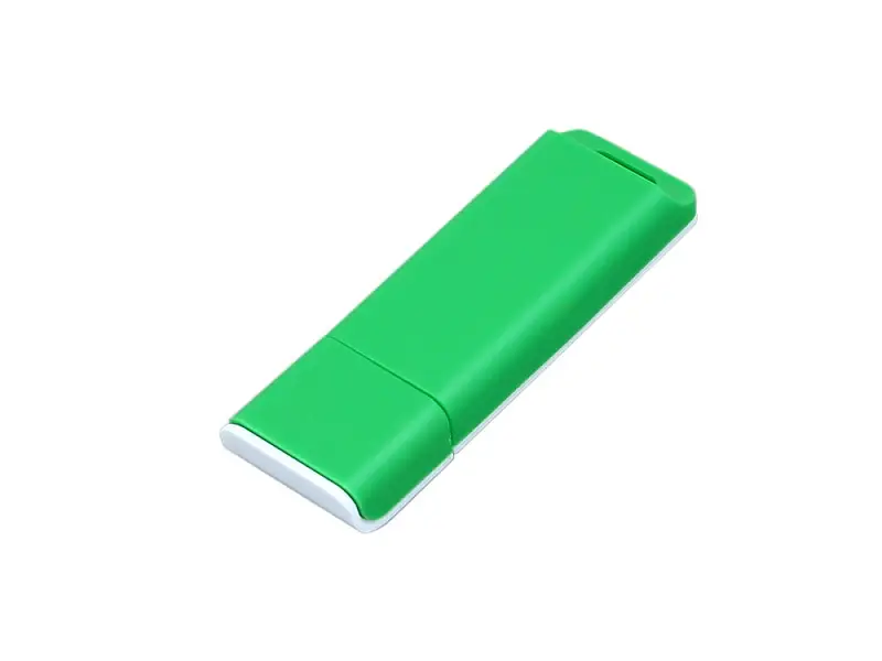 Флешка прямоугольной формы, оригинальный дизайн, двухцветный корпус, 16 Гб, зеленый/белый - 6013.16.03