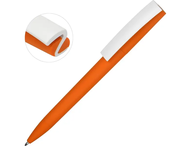 Ручка пластиковая soft-touch шариковая Zorro, оранжевый/белый - 18560.13