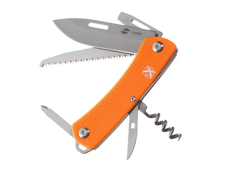 Нож перочинный Stinger, 103 мм, 10 функций, материал рукояти: АБС-пластик (оранжевый) - 441244