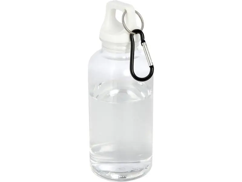 Бутылка для воды с карабином Oregon из переработанной пластмассы, 400 мл - Белый - 10077801