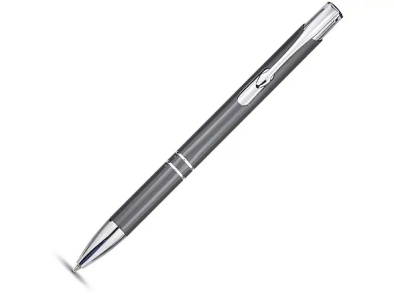 Алюминиевая шариковая кнопочная ручка Moneta, синие чернила, серый - 10710503