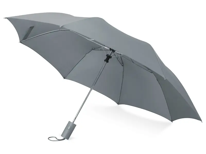 Зонт складной Tulsa, полуавтоматический, 2 сложения, с чехлом, серый - 979058