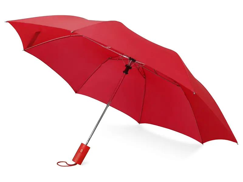 Зонт складной Tulsa, полуавтоматический, 2 сложения, с чехлом, красный - 979031