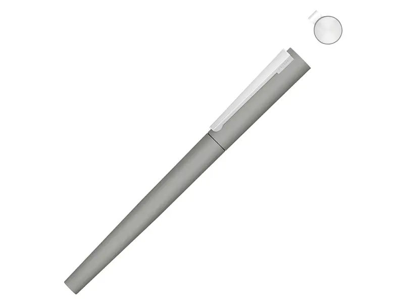 Ручка металлическая роллер Brush R GUM soft-touch с зеркальной гравировкой, серый - 188019.17