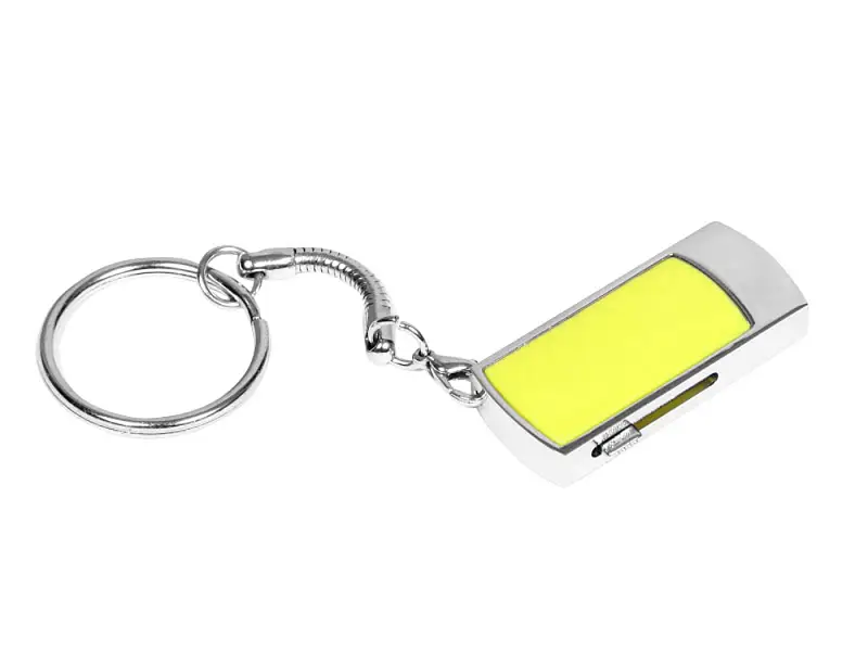 Флешка прямоугольной формы, выдвижной механизм с мини чипом, 8 Гб, желтый/серебристый - 6401.8.04