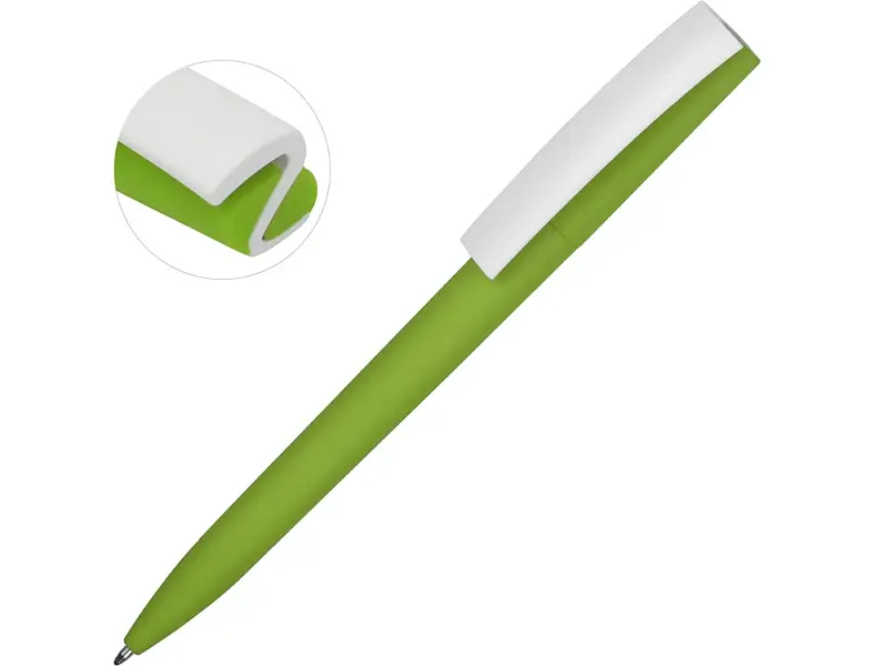 Ручка пластиковая soft-touch шариковая Zorro, зеленое яблоко/белый - 18560.19