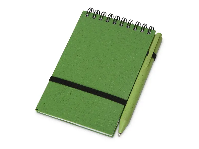 Блокнот B7 Toledo S, зеленый + ручка шариковая Pianta из пшеничной соломы, зеленый - 1142033