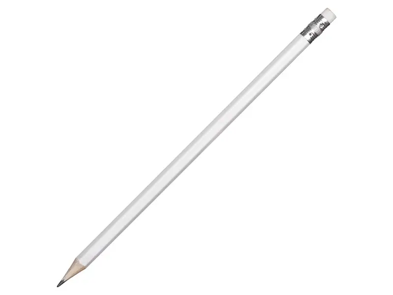 Шестигранный карандаш с ластиком Presto, белый - 14003.06